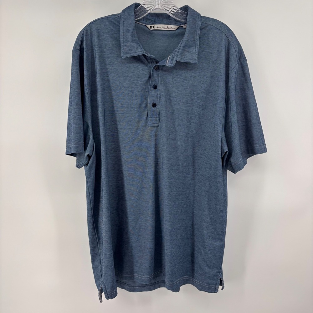 Travis Mathew Polo Shirt Mens XL Blue Golf Casual Short Sleeve
